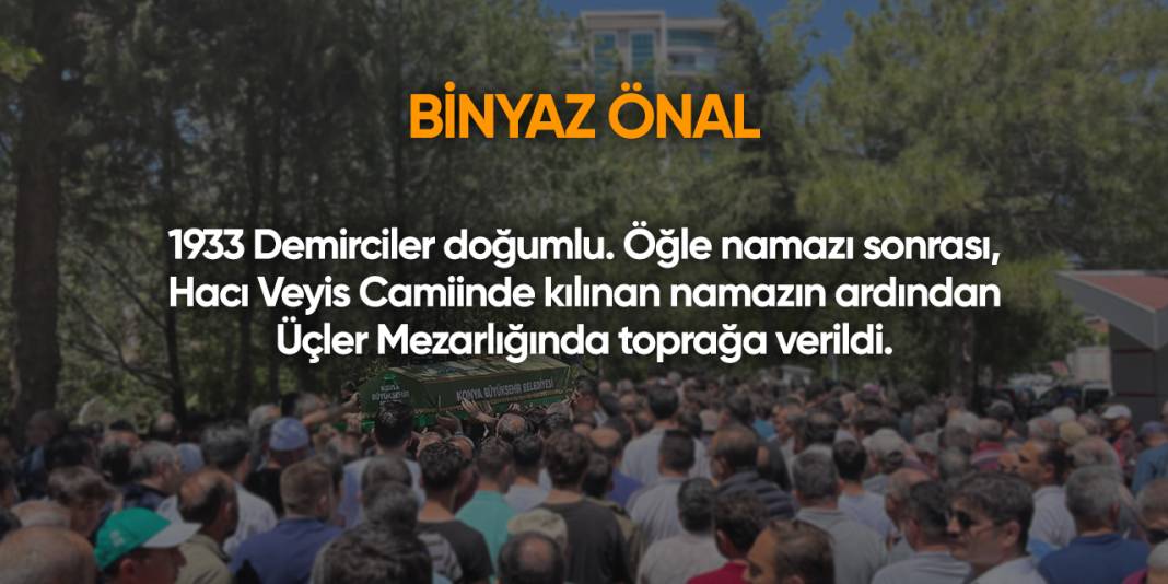 Konya'da bugün vefat edenler | 3 Haziran 2025 15